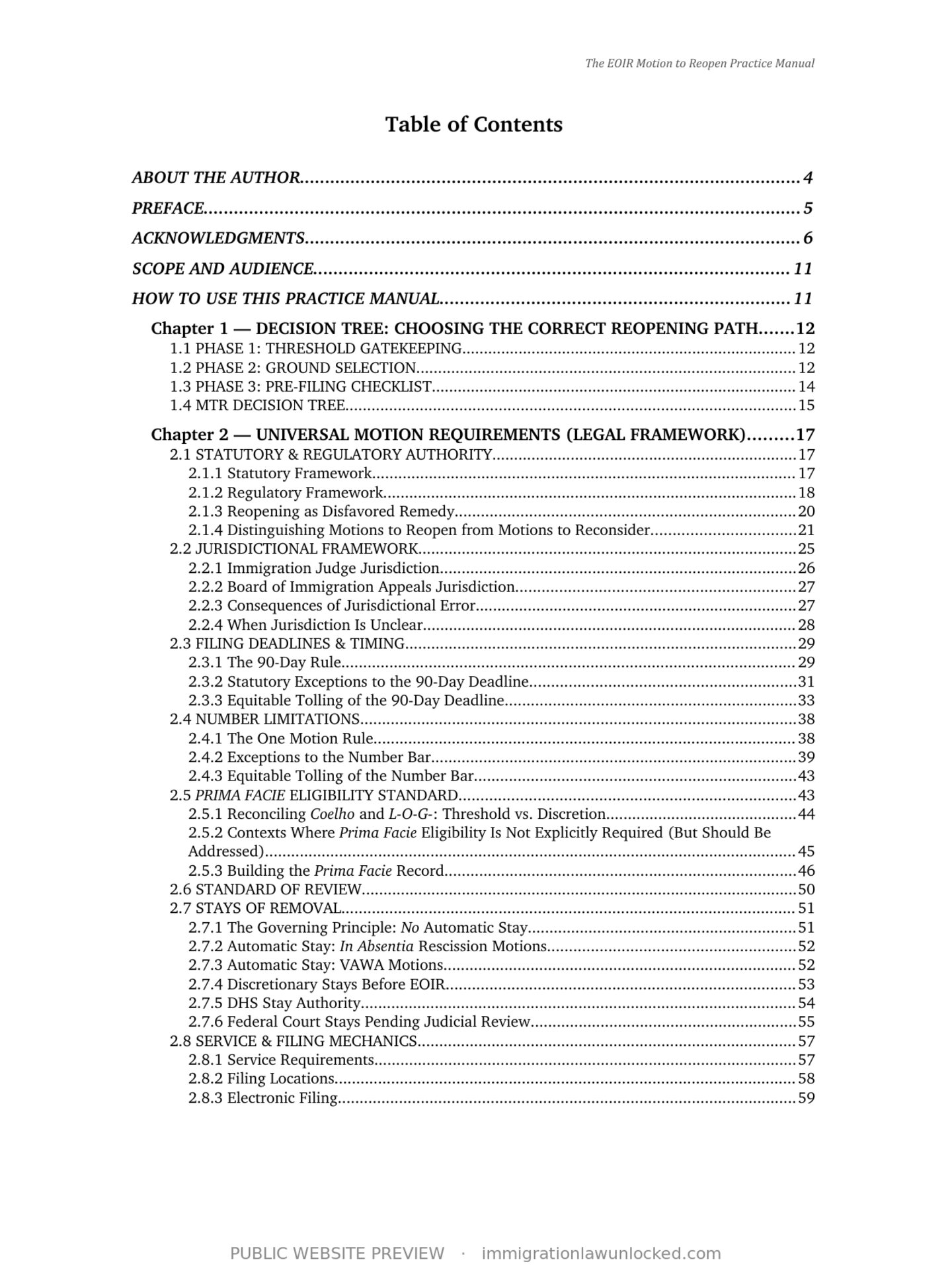 Table of contents, page 1 of 4